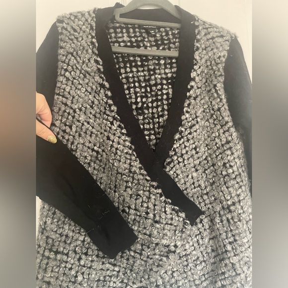 Club Monaco, Asymmetrical Boucle Cardigan, Black and Grey, Size XS/S - Picture 2 of 4
